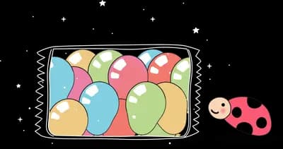 Row of decorated easter eggs with a ladybug