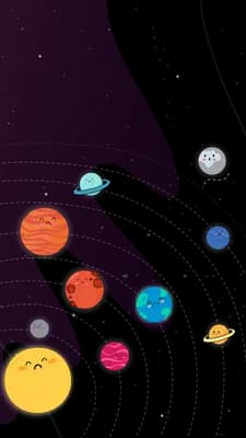 Large pale hand with small planets and marbles floating around the fingers