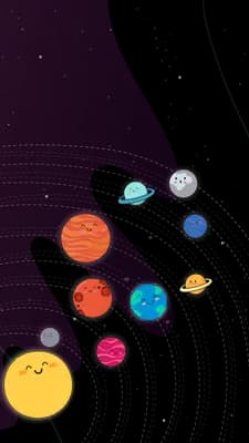 Open hand holding tiny planets that drift between the fingers