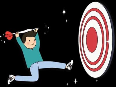 Man throwing a dart toward a target board