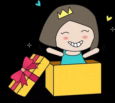 Girl opening a yellow gift box with a red present beside