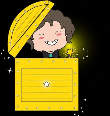 Girl peering into a glowing treasure chest in the dark