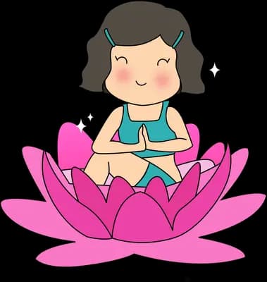 Girl meditating inside a large pink lotus