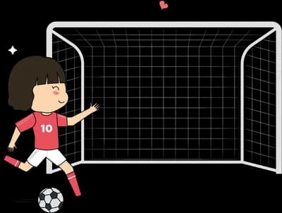 Girl kicking a football toward a goal
