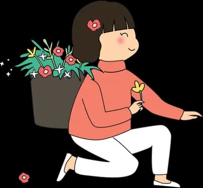 Woman carrying a basket of flowers on her back