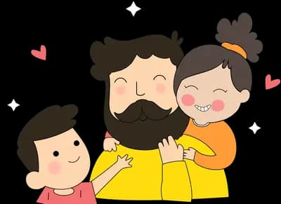 Family embracing together with hearts
