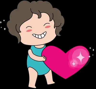 Girl kneeling to hold a large pink heart
