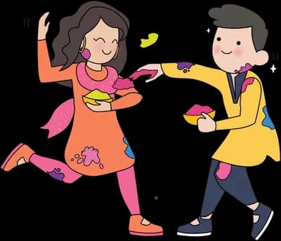 Couple smearing colour on each other's faces