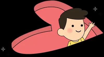 Boy riding a large pink heart like a surfboard