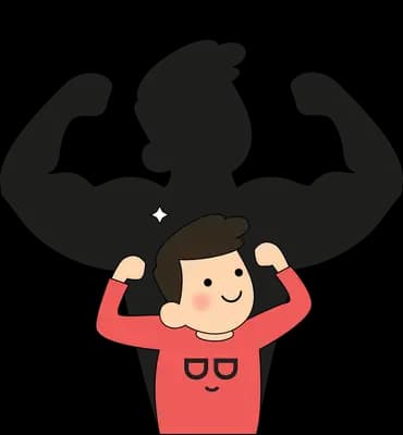 Man flexing with a large muscular shadow behind