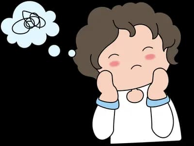 Boy resting his chin on his hands with a thought cloud