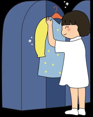 Girl reaching into a tall wardrobe