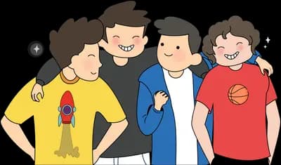 Family of four standing close together