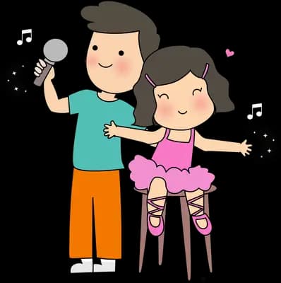 Couple dancing together with hearts
