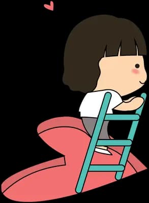 Girl climbing a ladder onto a red rocket
