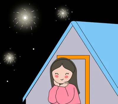 Girl sitting inside a blue camping tent