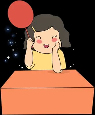 Girl leaning on an orange block with a balloon