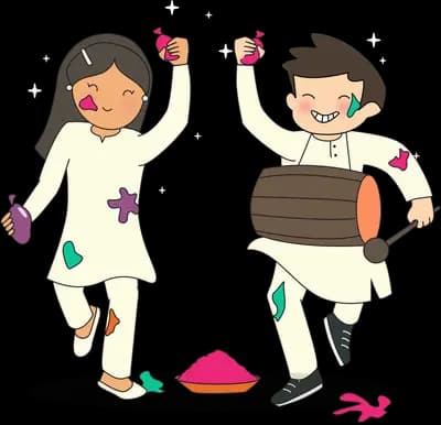 Couple playing a drum and throwing colours