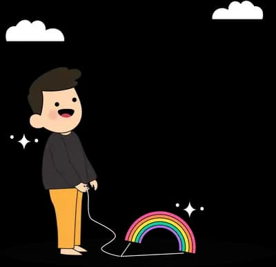 Man standing and looking down at a small rainbow arc on the ground