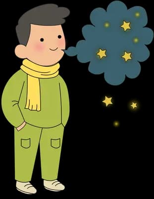 Man in a yellow scarf standing beside a dark tree hung with glowing lights