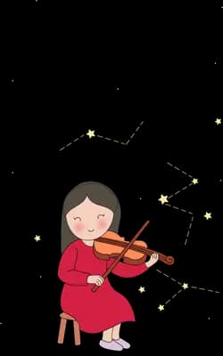 Girl in a red dress playing a violin