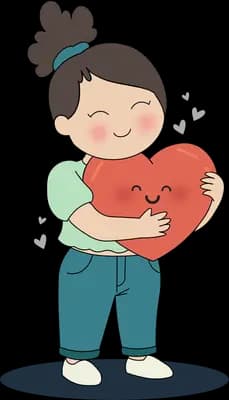 Boy carrying a big red heart in both arms