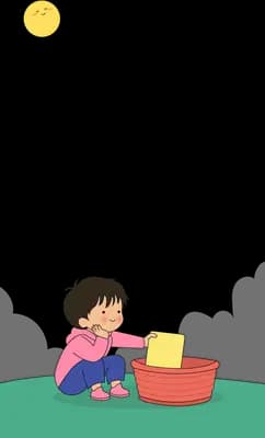 Girl in pink squeezing a yellow cloth into a red basin on the grass