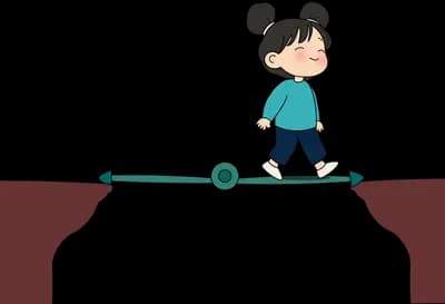 Girl riding a kick scooter along a thin line