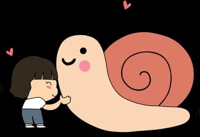 Boy hugging a giant snail