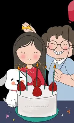 Couple in crowns with a cake and their dog at night
