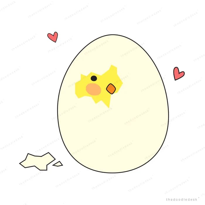 Chick peeking from the top of an intact egg