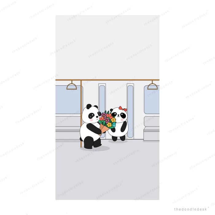 Panda sitting alone on a train or bus seat