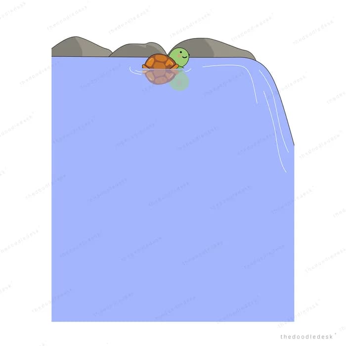 Snail at the top edge of a large blue block