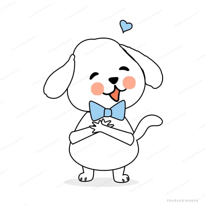 Dog in a bow tie holding an envelope