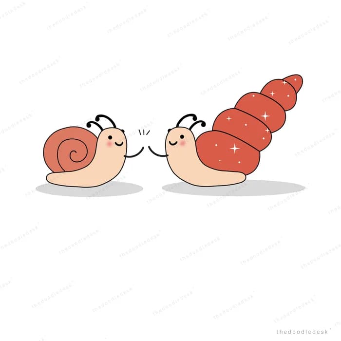 Two snails facing each other nose to nose