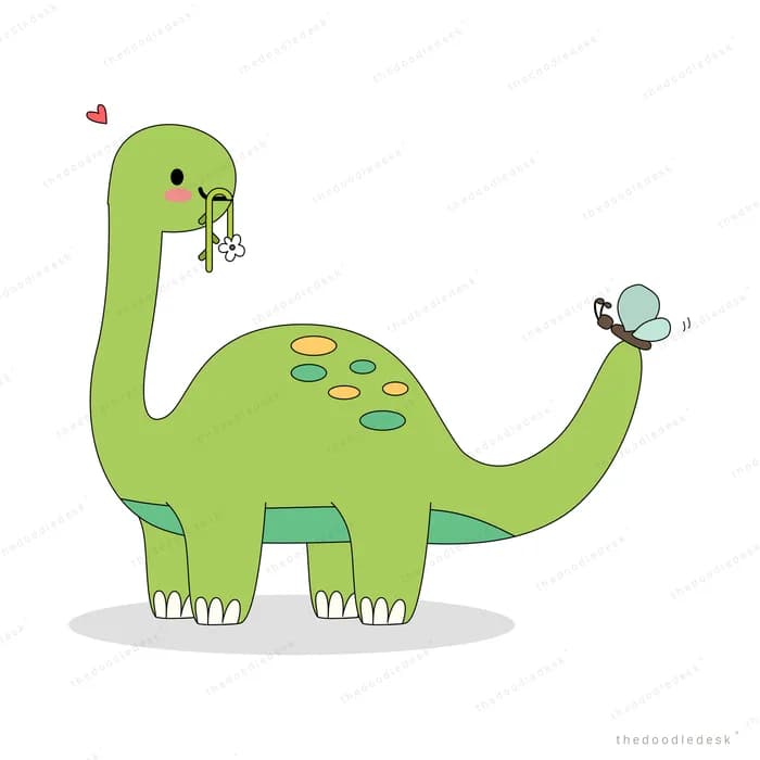 Green long-necked dinosaur with flowers on its back