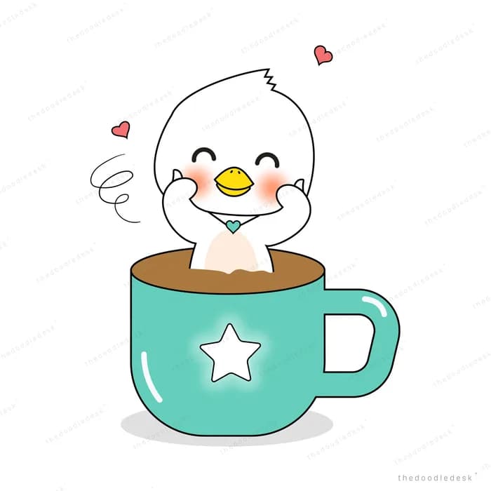 White bird sitting in a teal mug