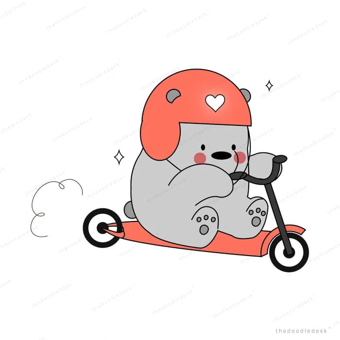 Cat in a helmet riding a motor scooter
