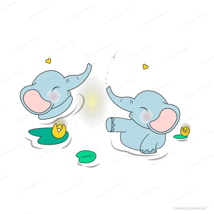 Two elephants playing with a large dark ball