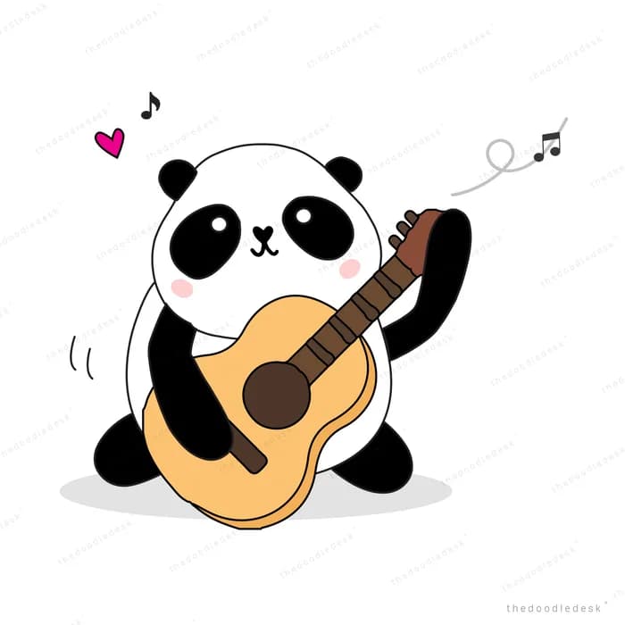 Panda playing an acoustic guitar