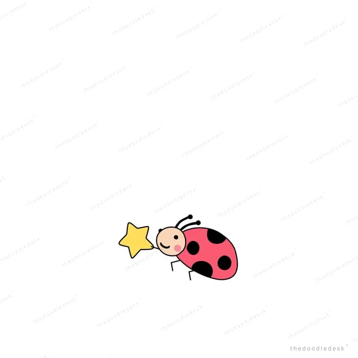 Ladybug beside a small yellow star