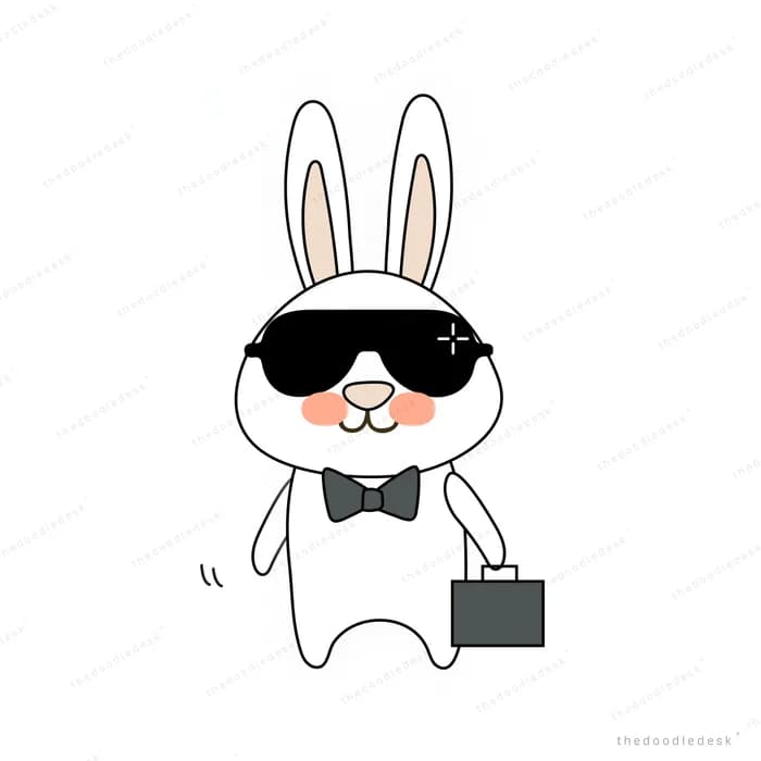 Rabbit in sunglasses carrying a briefcase