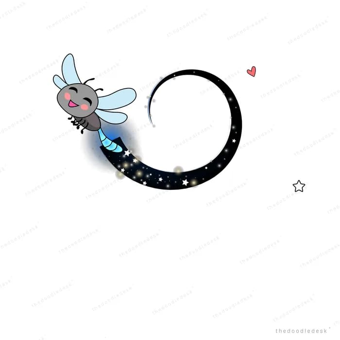 Insect circling a dark ring of night sky