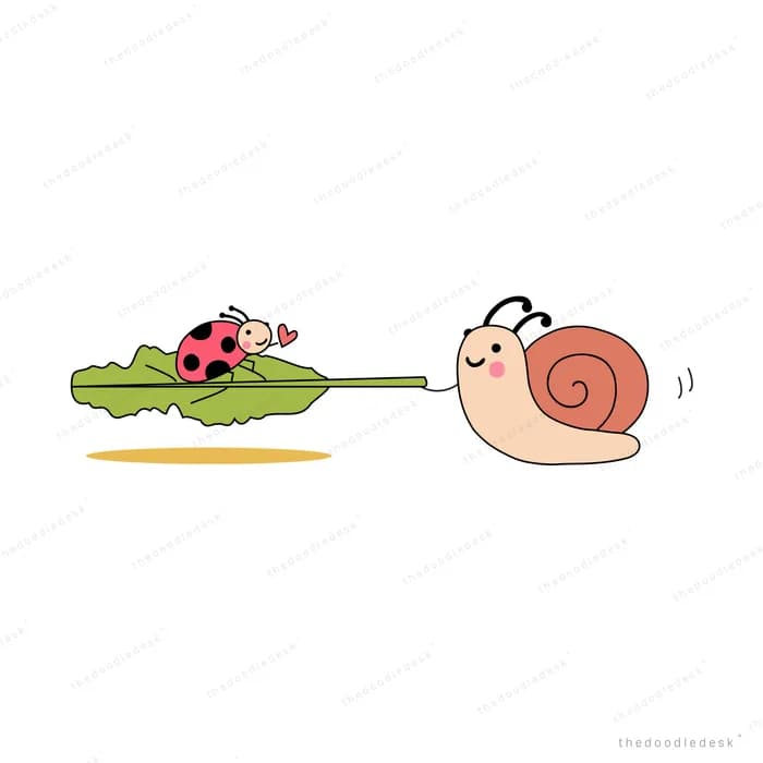Snail and turtle facing each other on plain ground
