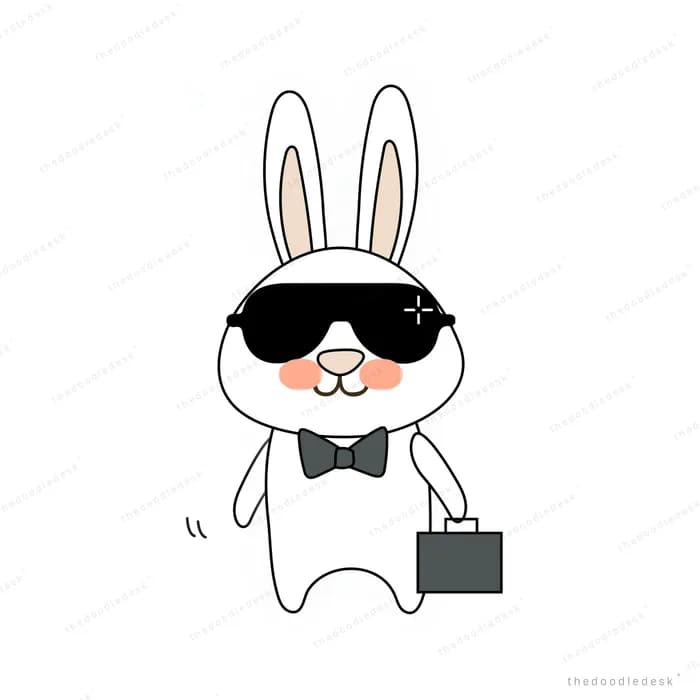 Rabbit in sunglasses carrying a briefcase