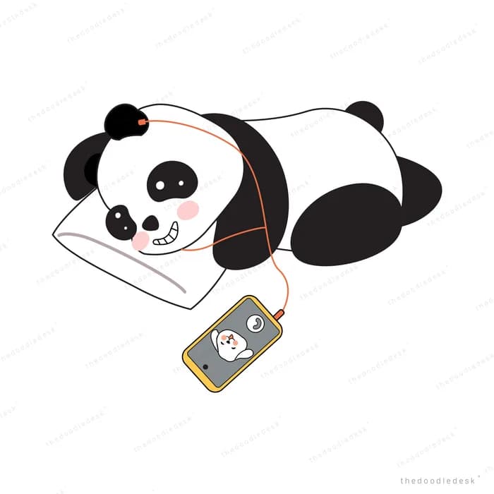 Panda lying beside a clipboard and paper