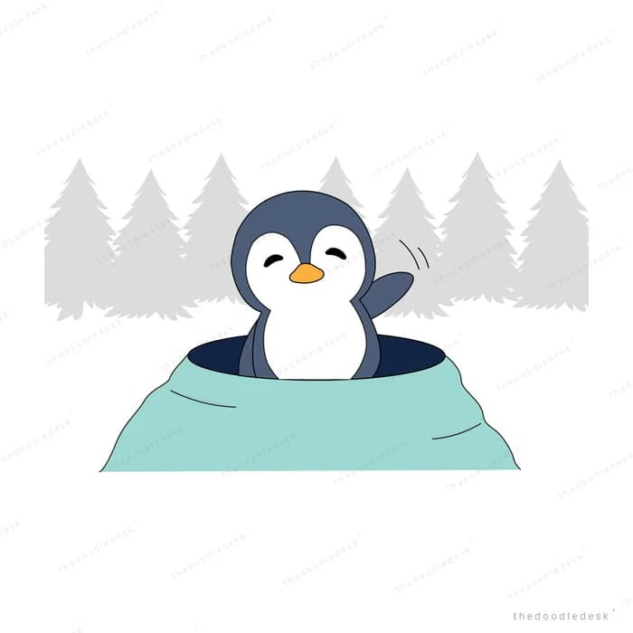 Penguin emerging from a hole in the ice