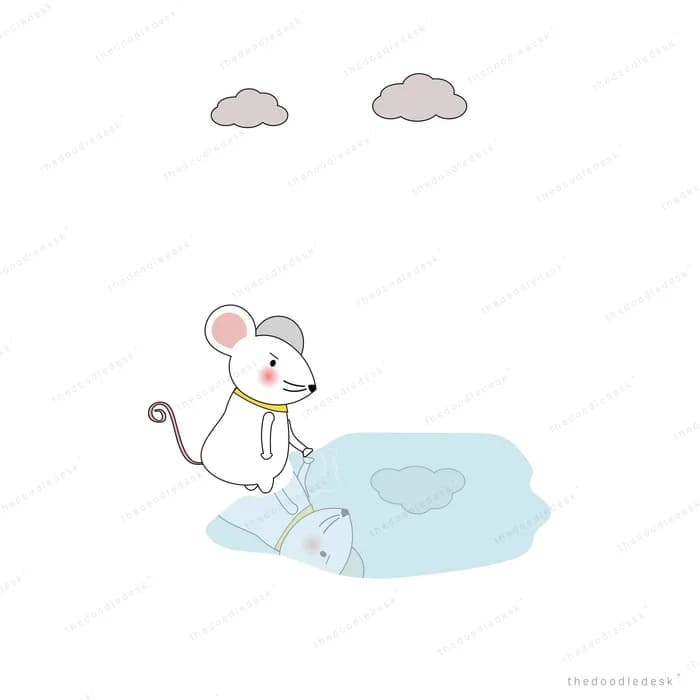 Mouse resting on a pale blue cushion