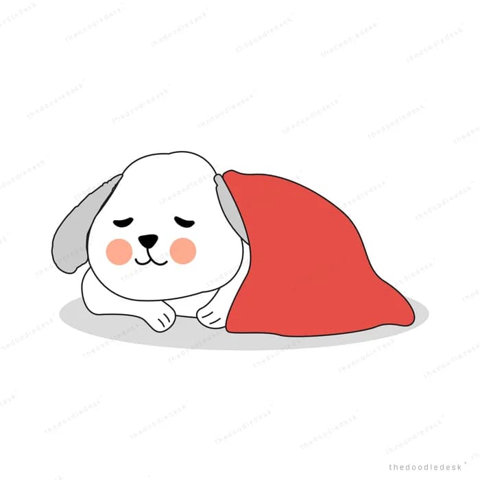 Dog asleep under a red blanket