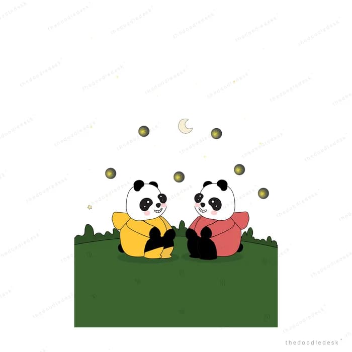 Two pandas wrapped in blankets sitting side by side on a green ledge